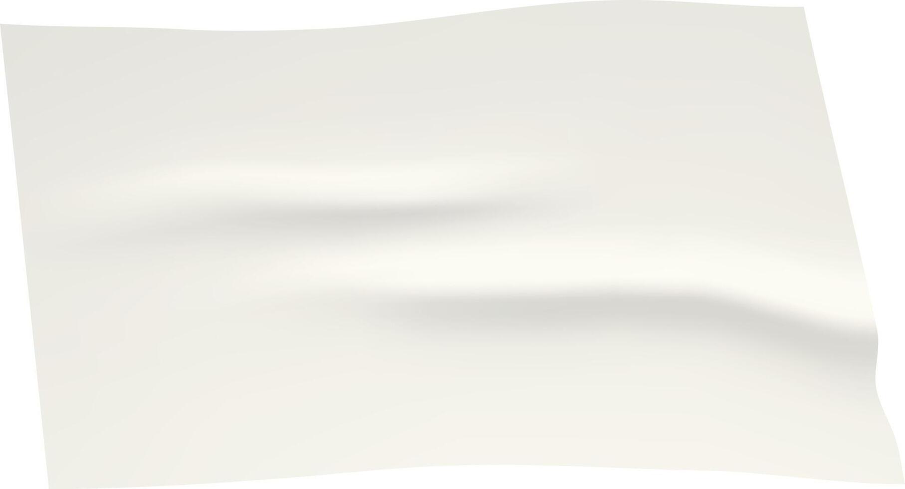White sheet of paper is slightly bending and waving in the wind, creating soft folds and curves against a white background, perfect for representing simplicity, purity, and blank canvas concepts vector