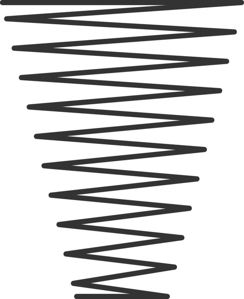 Dark gray metal spiral spring forming a cone shape, representing concepts such as flexibility, elasticity, industry, mechanics, physics, and potential energy vector