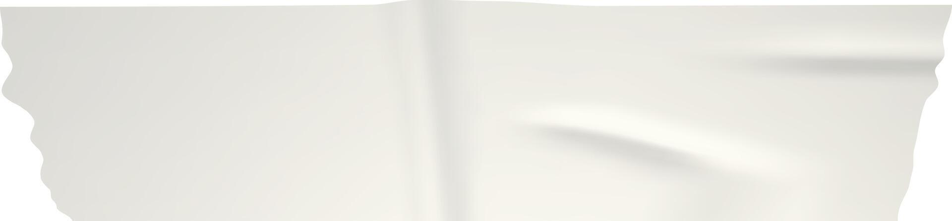 Crumpled white adhesive tape featuring realistic wrinkles and torn edges, providing a blank space ideal for custom designs and creative applications on various surfaces vector