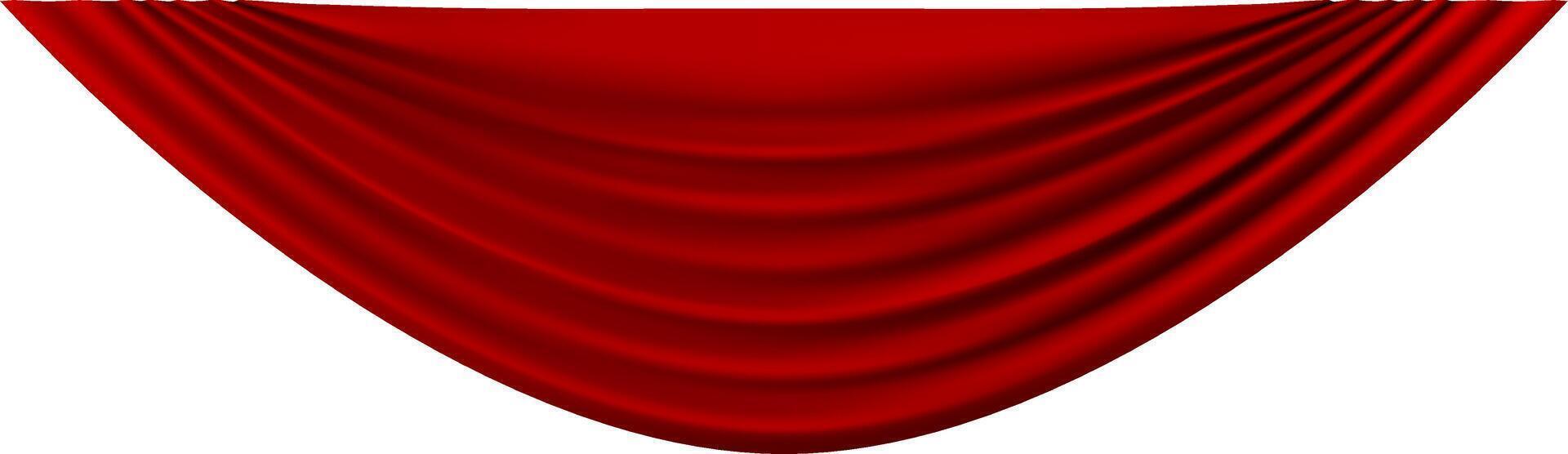 Luxurious scarlet silk velvet curtains parting slightly, inviting anticipation for an upcoming theatrical performance or grand reveal, embodying elegance and drama in a stunning backdrop vector