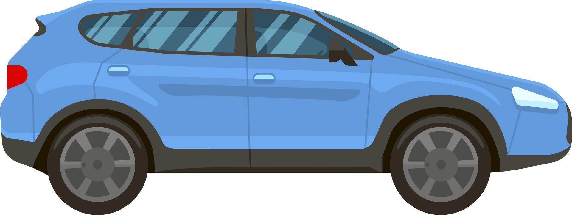 Generic light blue modern SUV car icon isolated on white background, side view, transportation vehicle, automobile, family car, driving, auto industry, car sale concept vector