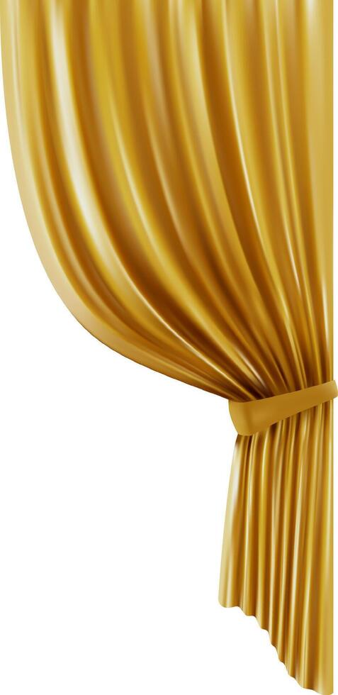 Elegant golden stage curtains, tied with a ribbon, unveiling a bright white backdrop, perfect for showcasing announcements or presentations vector