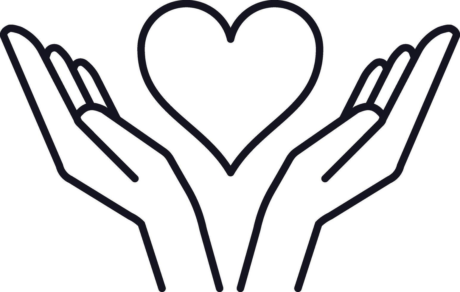 Open hands gently cradling a heart shape, representing love, compassion, and charity, while embodying themes of support, togetherness, and the spirit of giving vector