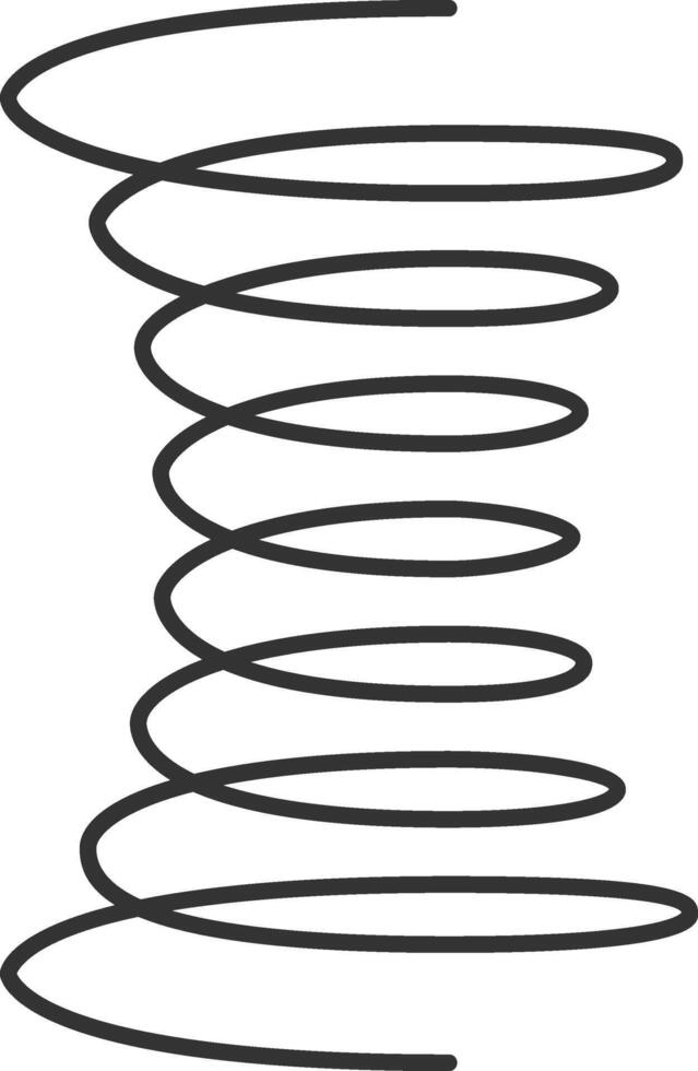 Continuous metal spiral spring creating a flexible coil, offering essential elasticity and resistance for various industrial applications in mechanics and engineering vector