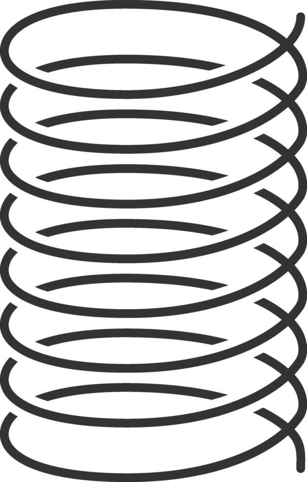 Close up of a dark gray metal spiral spring forming repeating circles, creating a visually appealing pattern against a clean white background, suitable for various design and engineering concepts vector