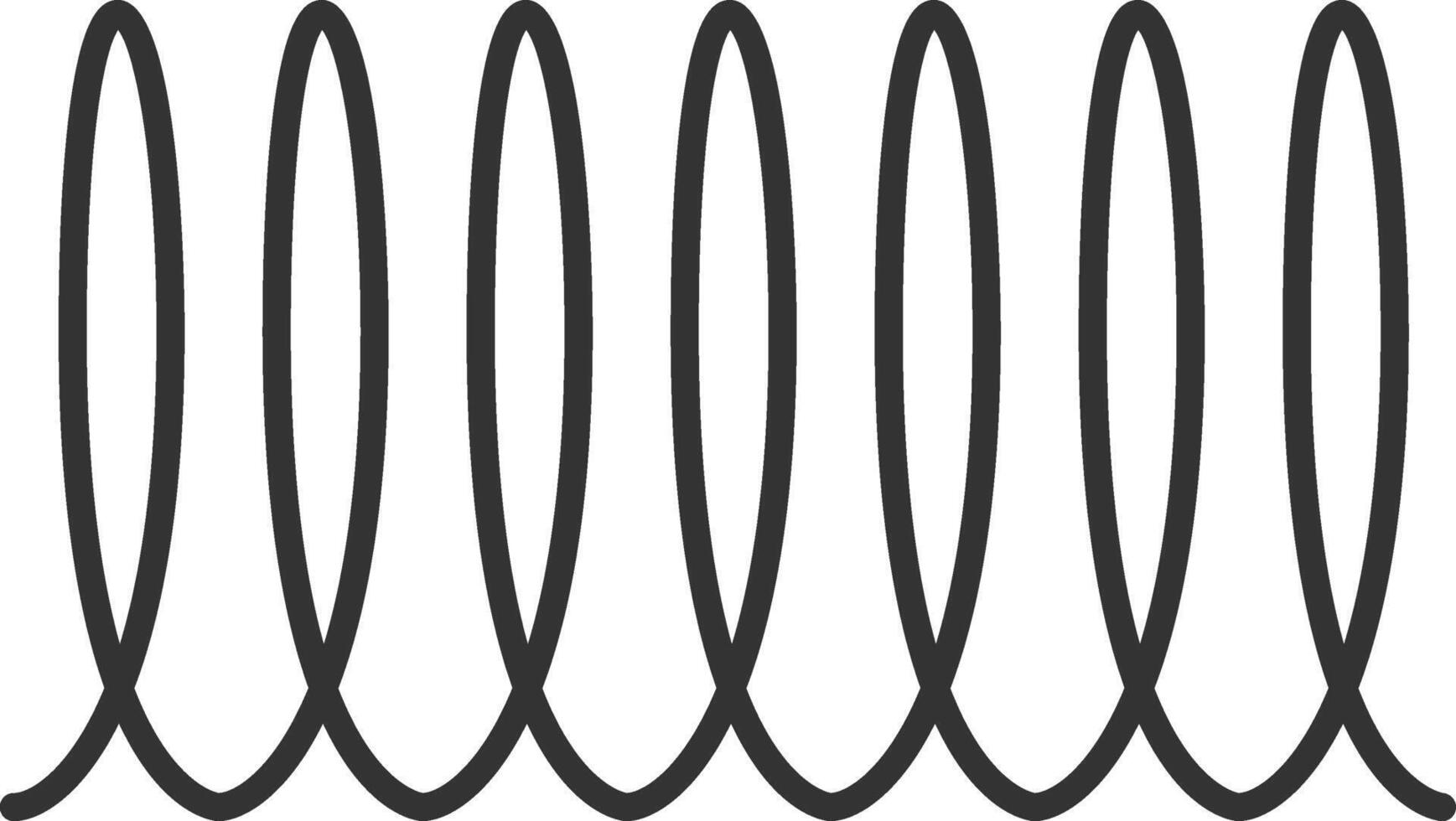 Dark gray metal spiral spring forming repeating loops on a white background, representing concepts such as flexibility, elasticity, and industrial design vector