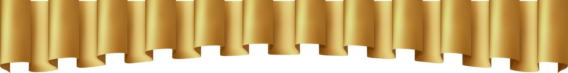 Realistic illustration of golden velvet curtains, creating a luxurious and elegant atmosphere, perfect for theater, opera, or any grand event vector