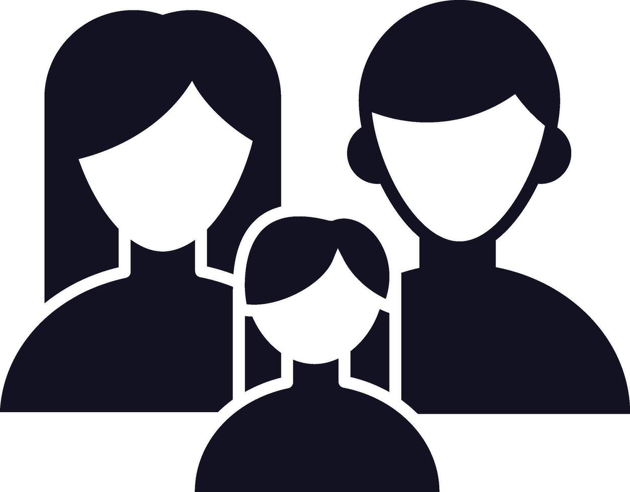 Stylized graphic depicting a family unit composed of a mother, father and daughter, symbolizing family values, relationships, and parental love vector