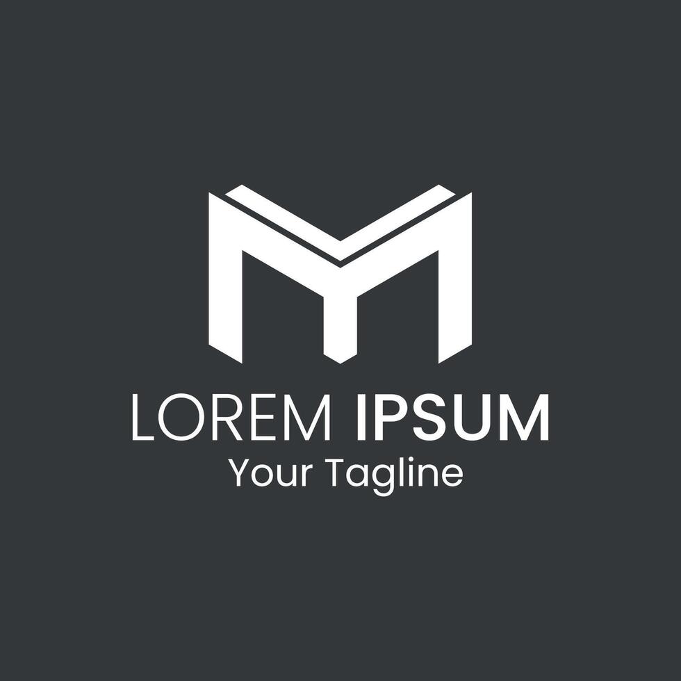 creative m letter logo design white colour with black background vector
