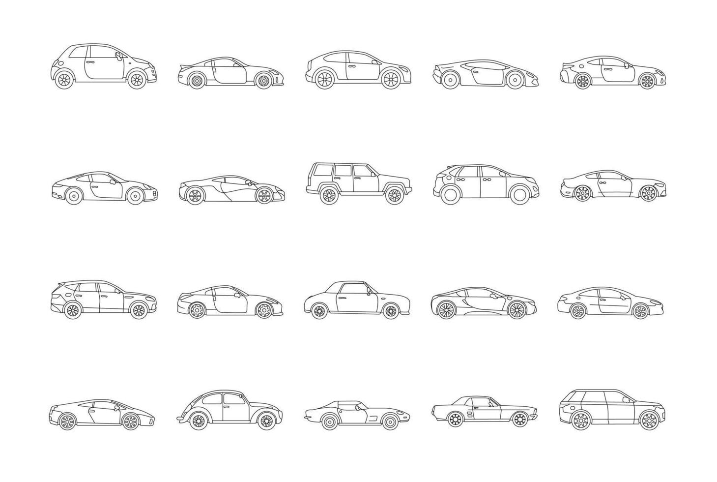 Cars Icon Set Outline vector