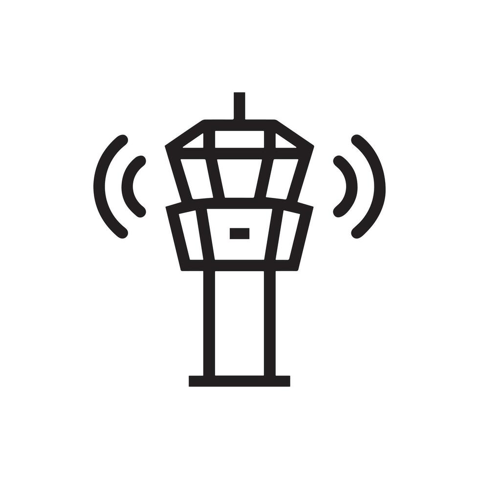 Minimalist Air Traffic Control Tower Icon with Signal Waves vector