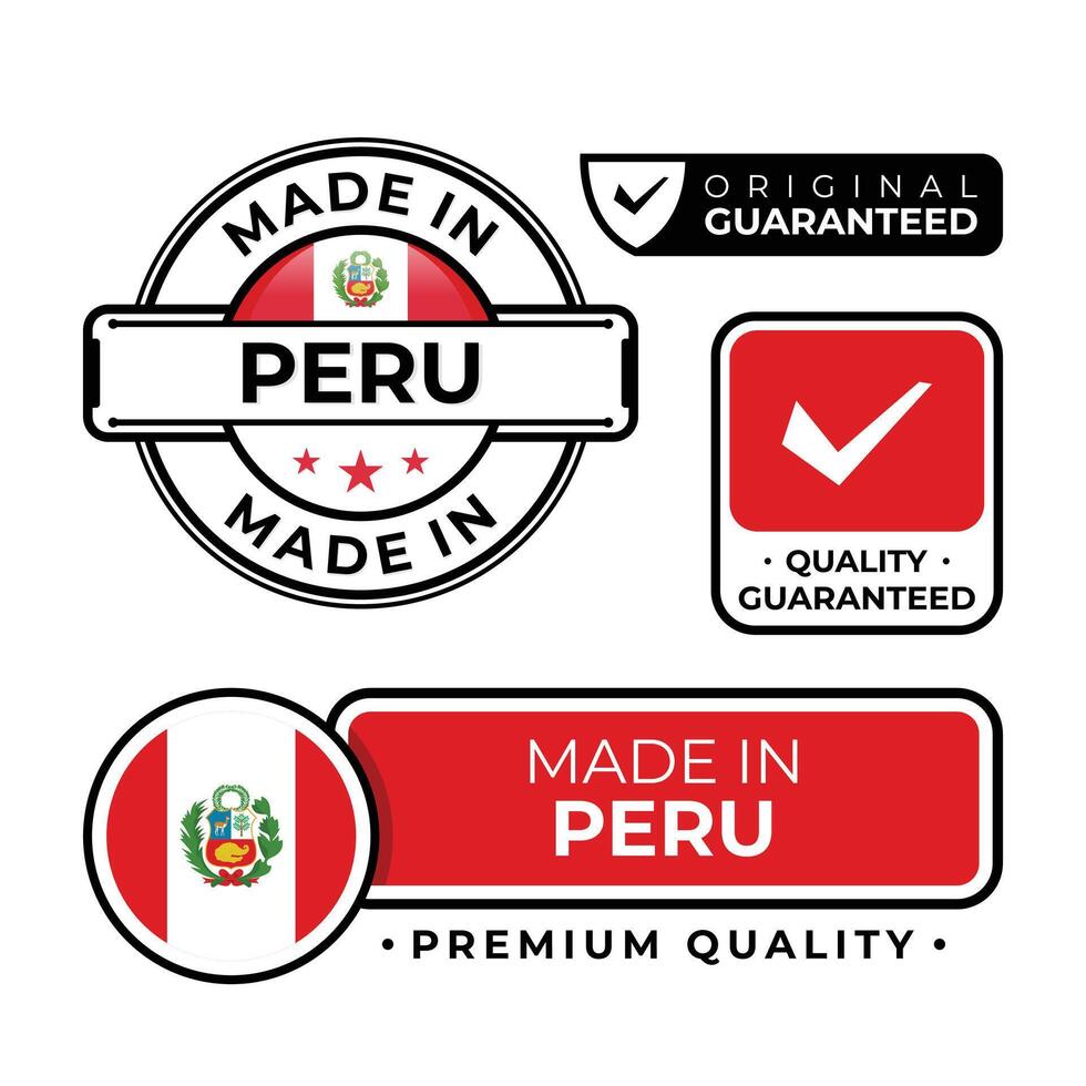 Badge bundle made in Peru label icon emblem isolated on white background vector
