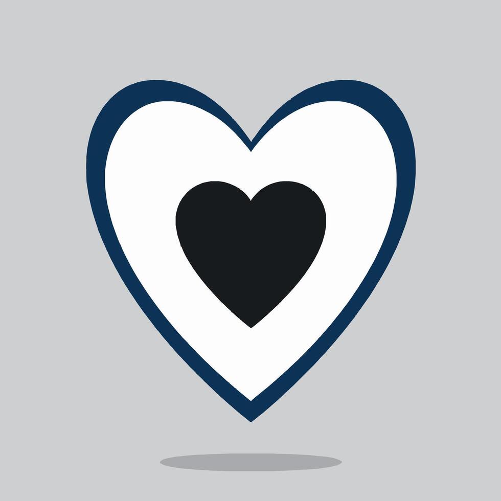 Stylish Heart Design with Black Center and Blue Outline vector