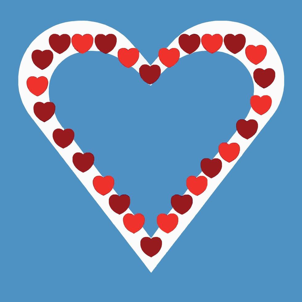 Stylish Heart Design with Red Hearts on Blue Background vector