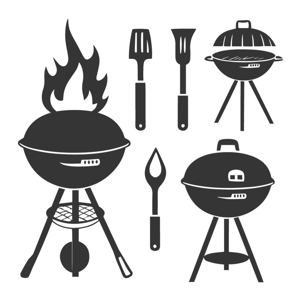 Barbecue grill and utensils design illustration vector