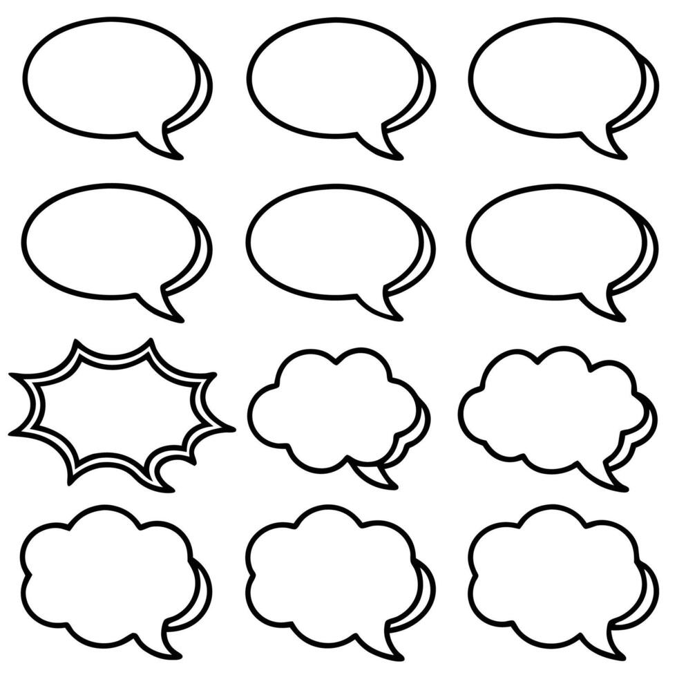 black a set of speech bubbles with different vector