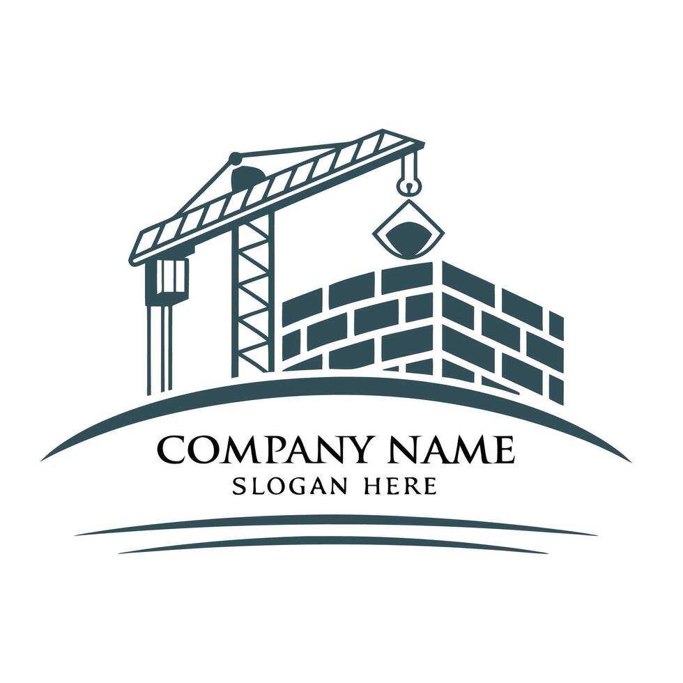 a construction crane logo design vector