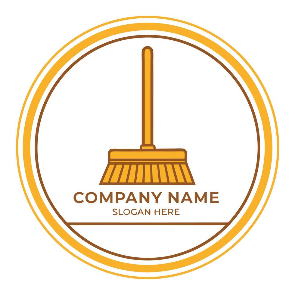 cleaning company logo with broom and brush vector