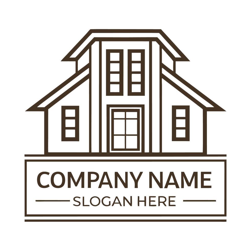a house logo with a window and a door concept vector