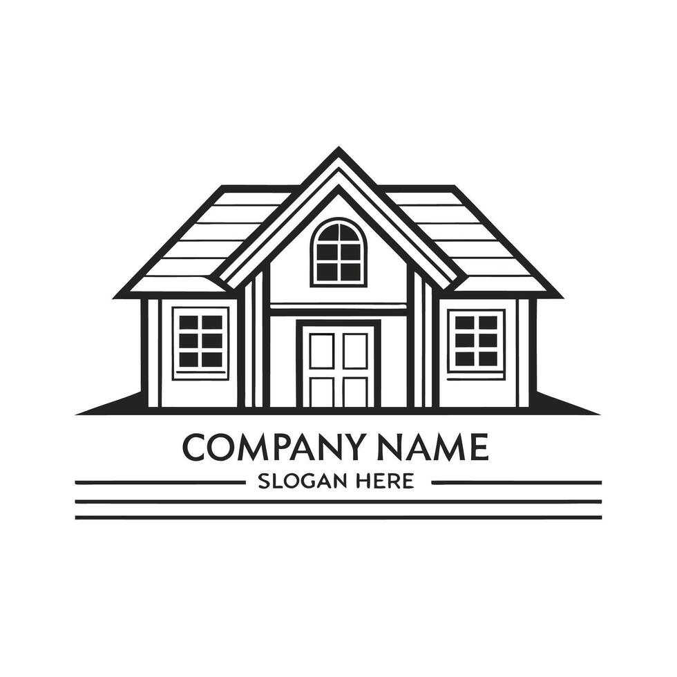 house logo with a window and a door vector