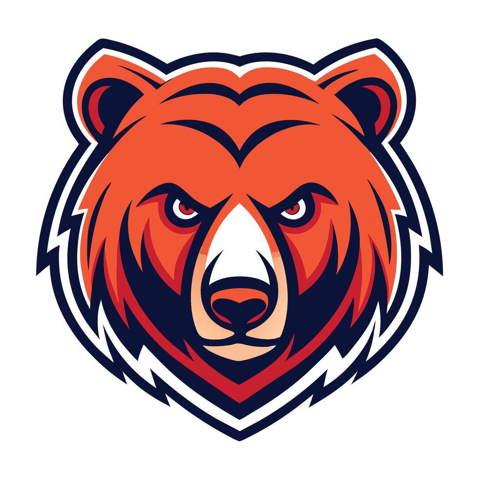 an angry bear head on a white background vector