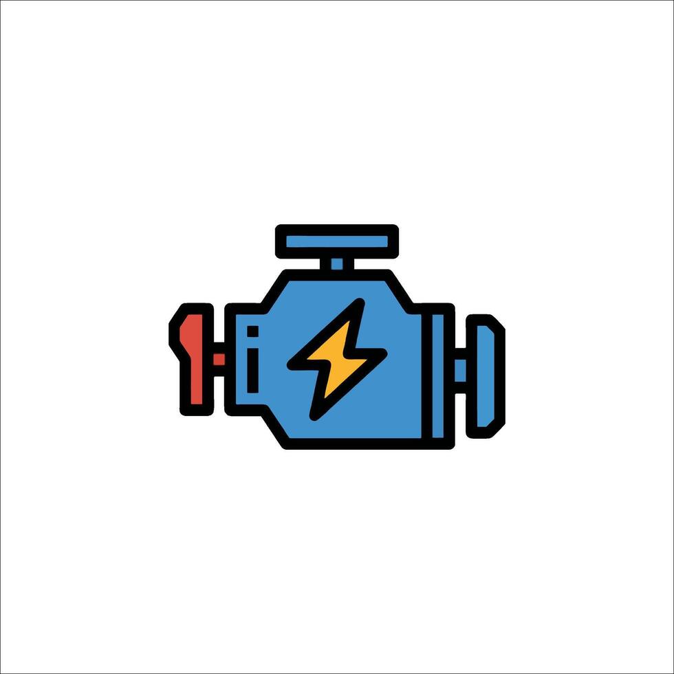 A blue and red water pump with a lightning bolt vector
