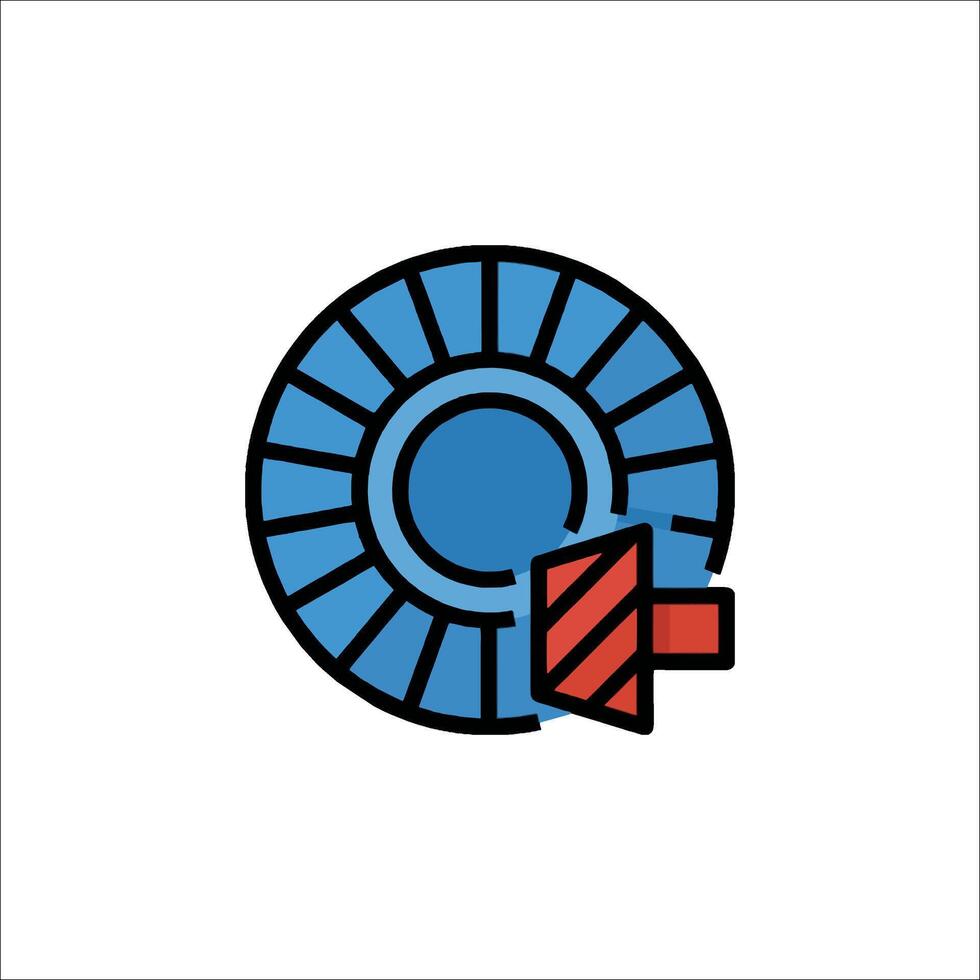 A blue and red icon of a wheel vector