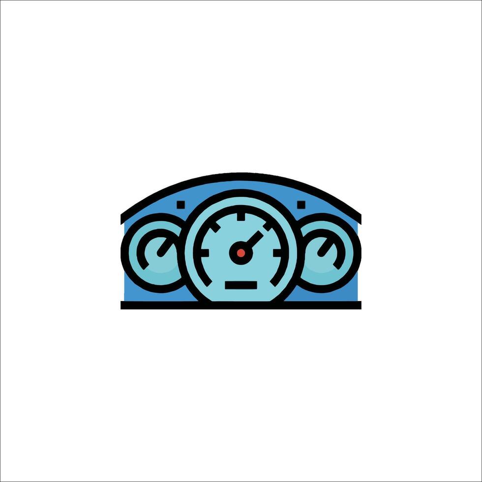A blue and black speedometer icon on a white background vector