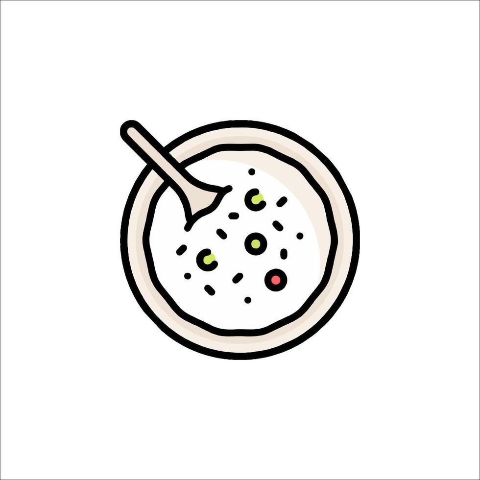 A bowl of rice with a spoon in it vector
