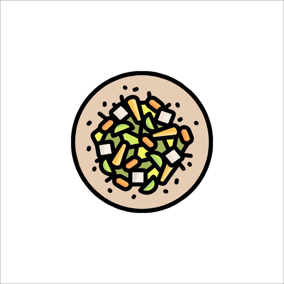 A pizza with vegetables and cheese on it vector