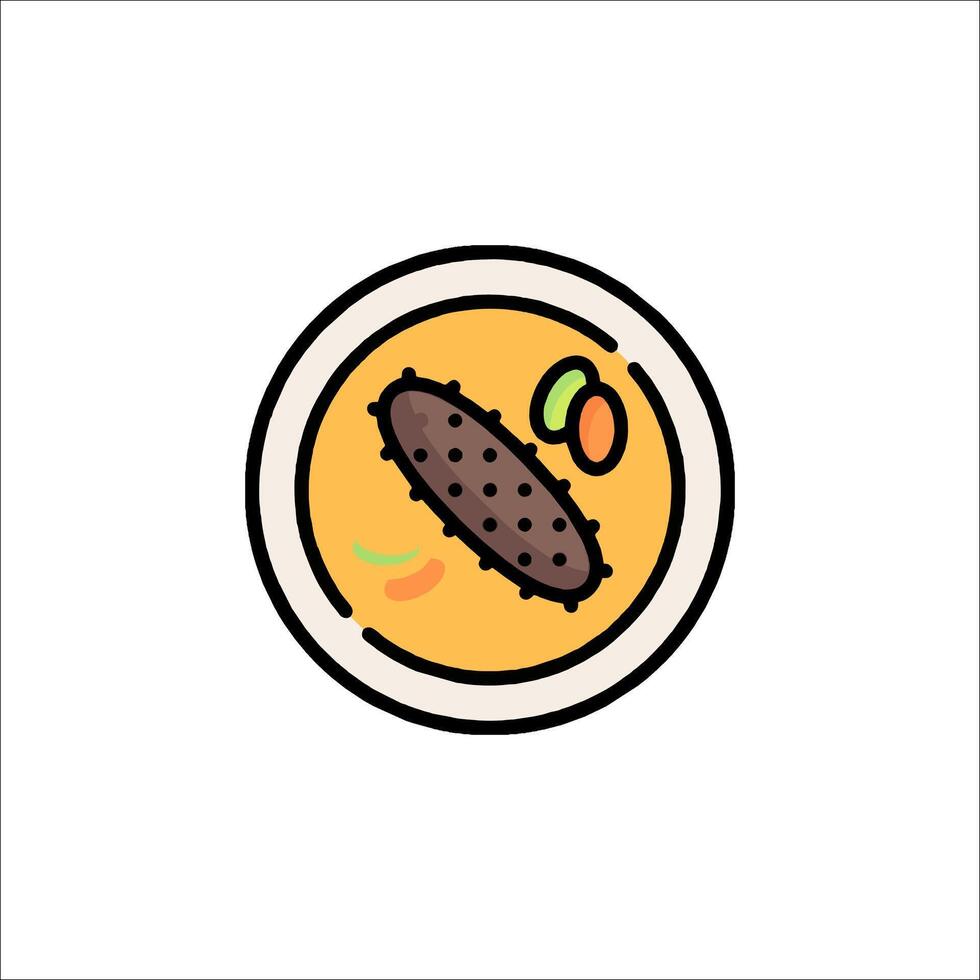A plate with a piece of meat and vegetables vector
