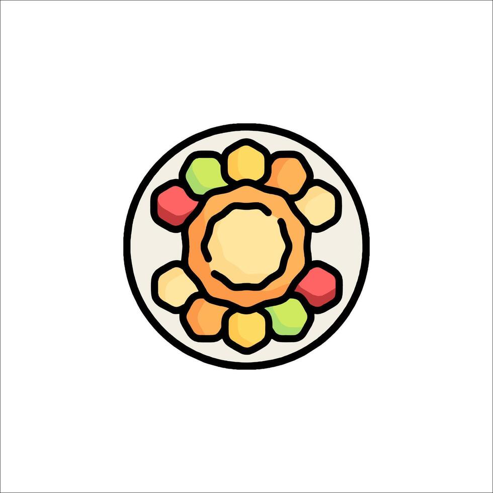 A colorful plate with food on it vector