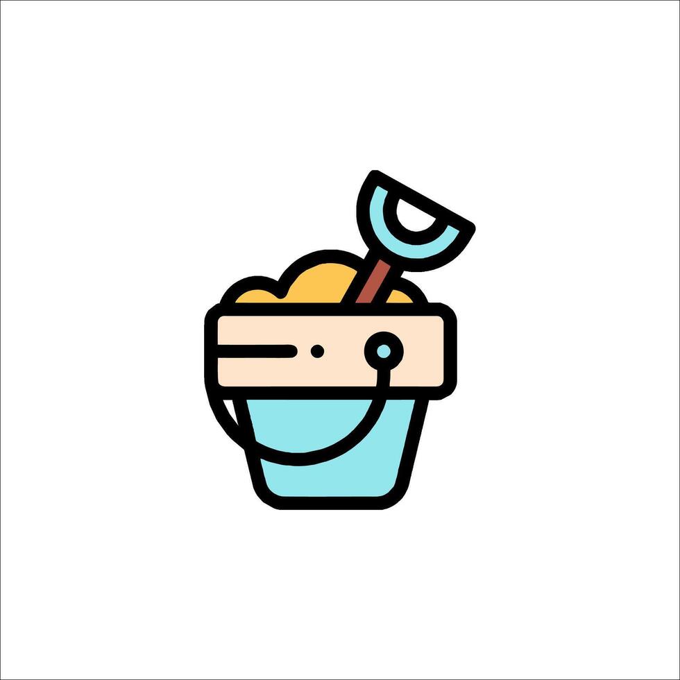 A bucket with a shovel and shovel in it vector