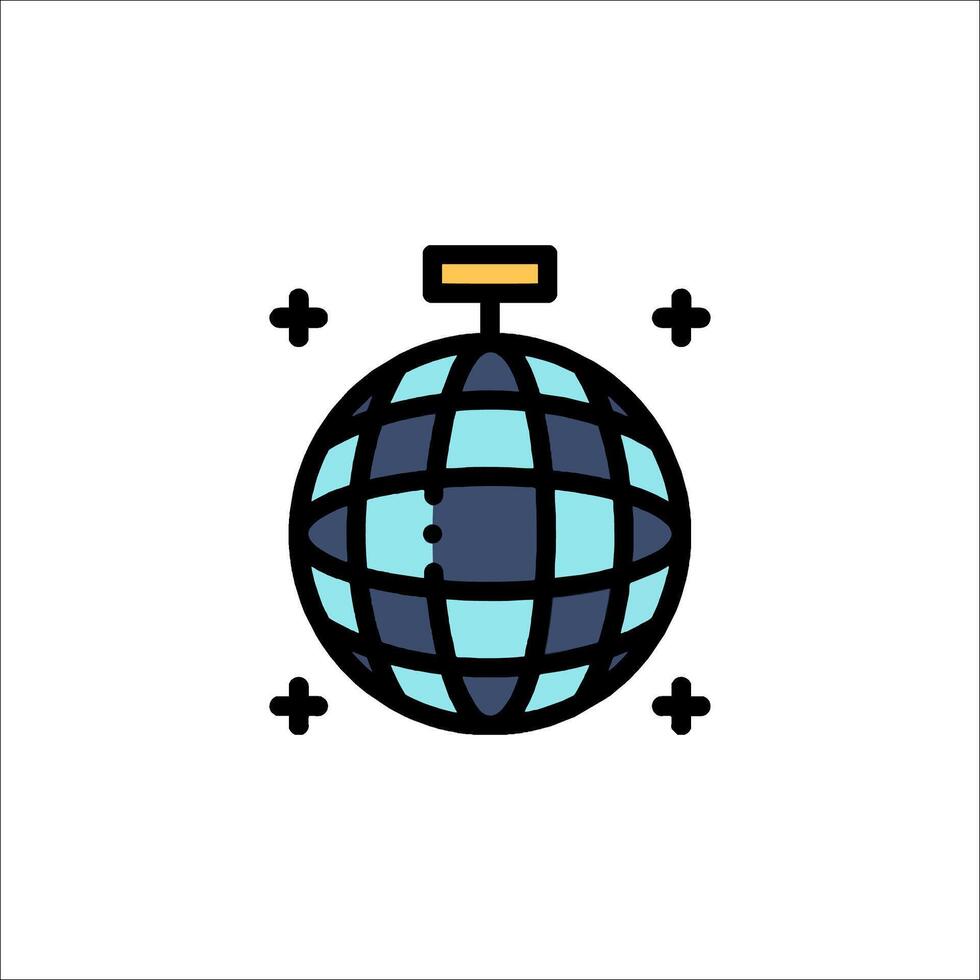 A disco ball icon with a globe on top vector