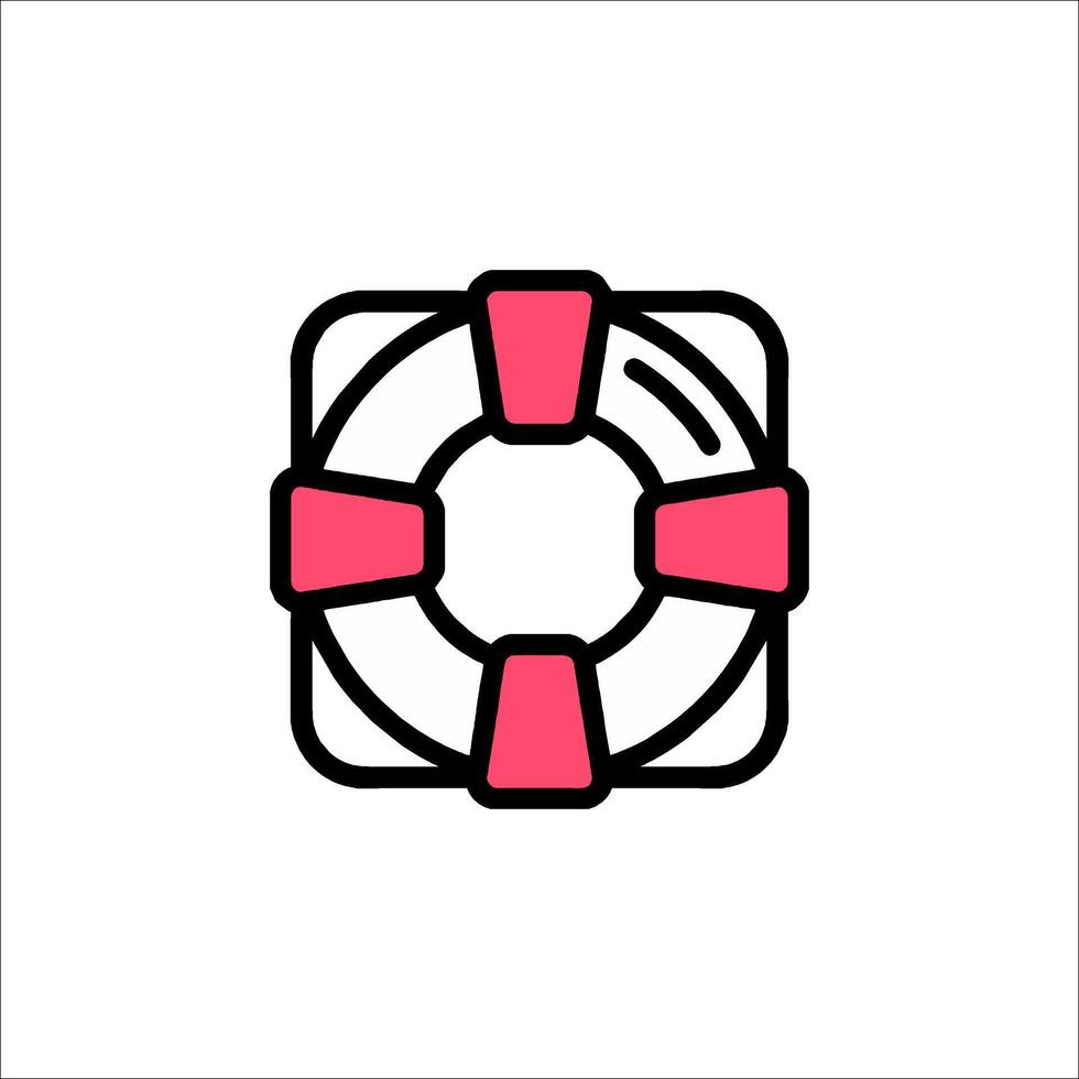 A red and pink life preserver icon vector