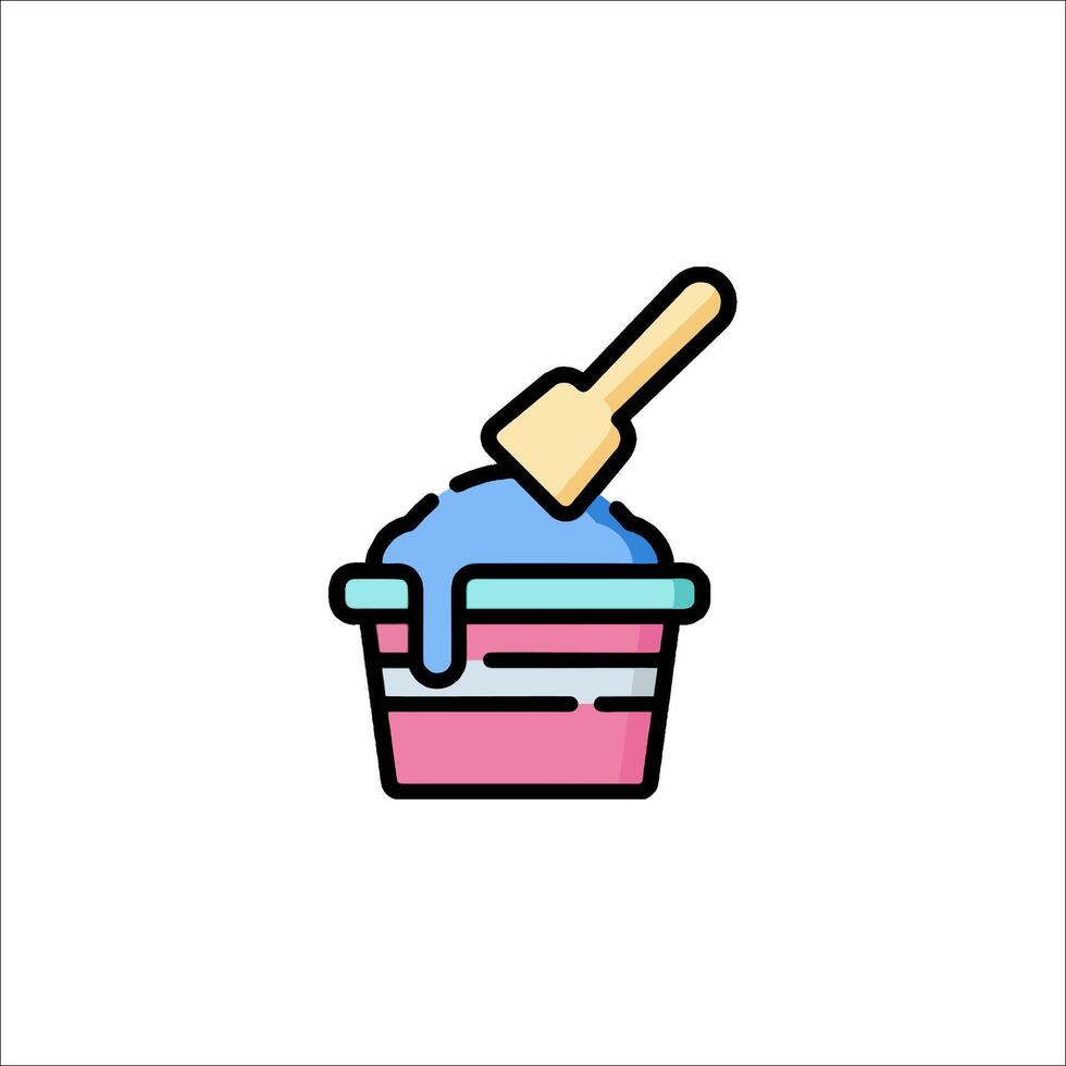 A bucket with blue and pink liquid in it vector