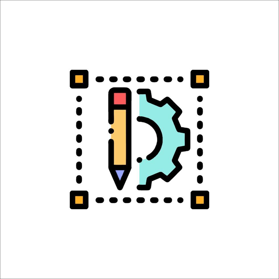 A pencil and gears icon vector