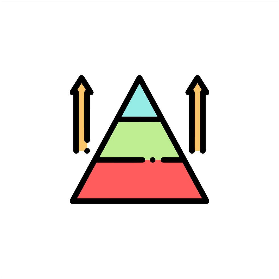 A pyramid with arrows pointing up and down vector