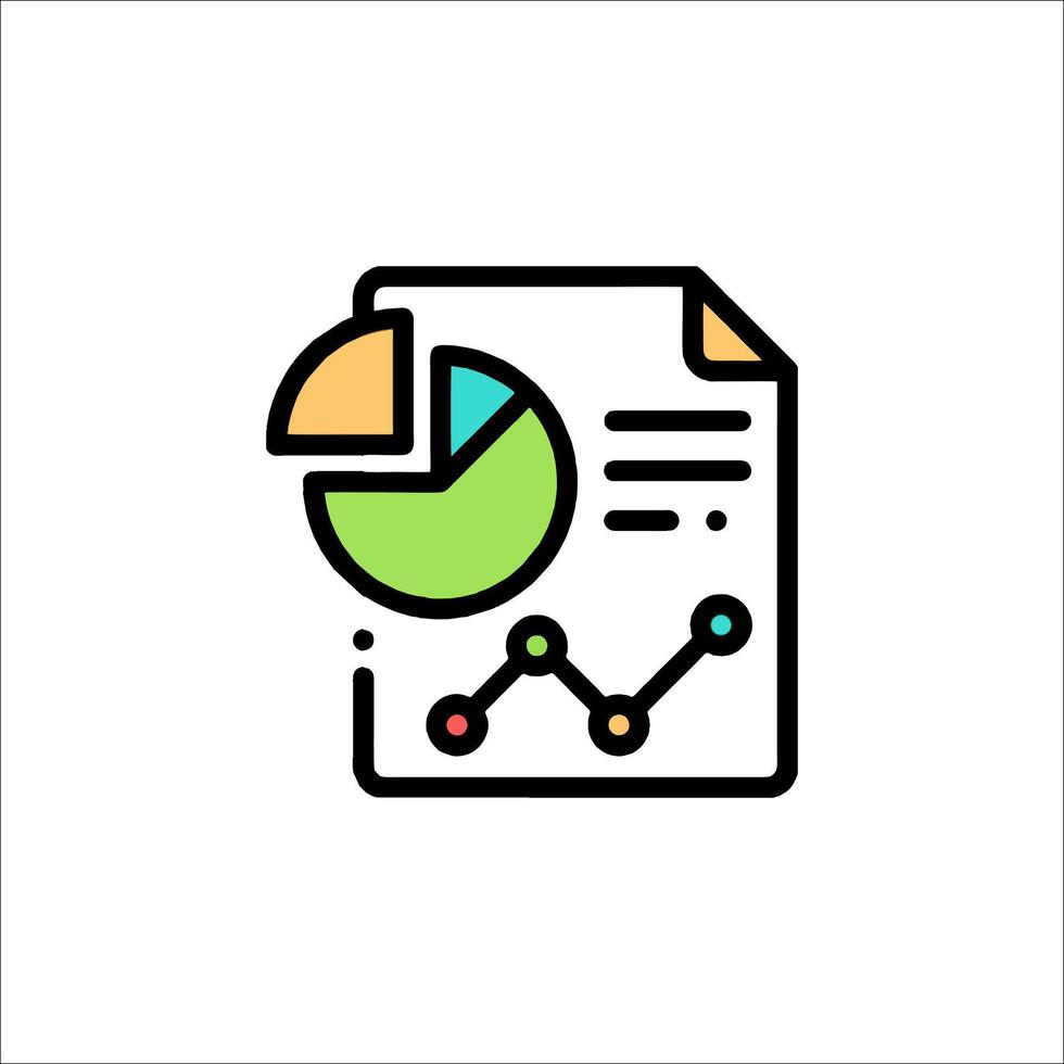 A colorful icon of a document with a pie chart vector
