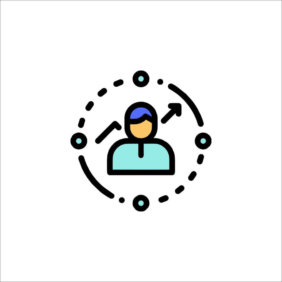 A person with a blue hat and a circle around him vector
