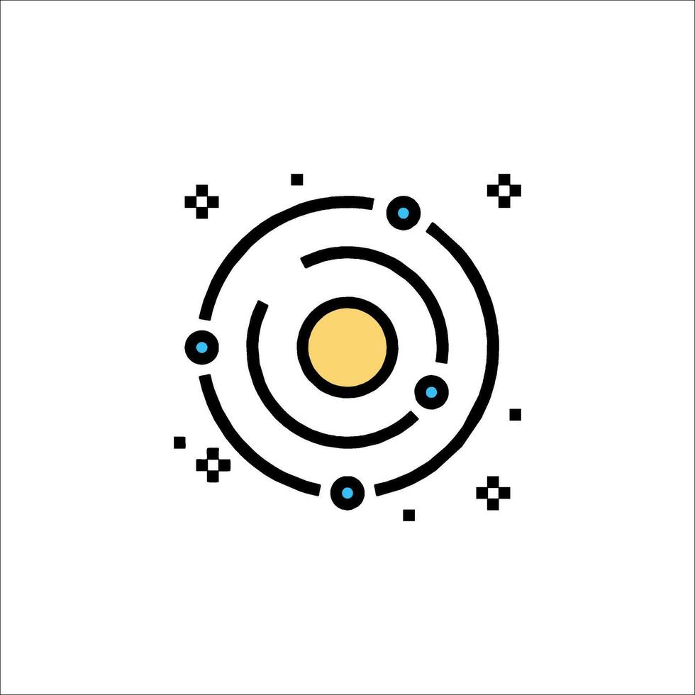 An illustration of a planet with a yellow star vector