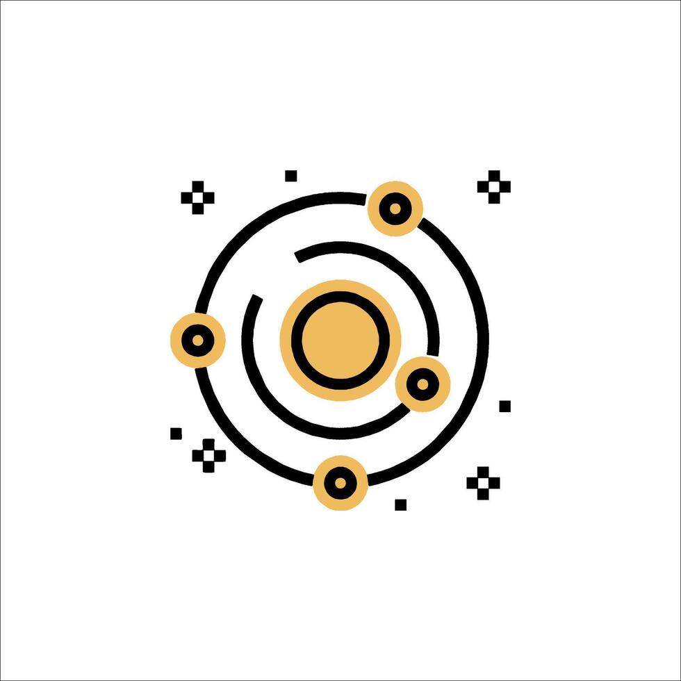 An atom symbol with dots and circles vector