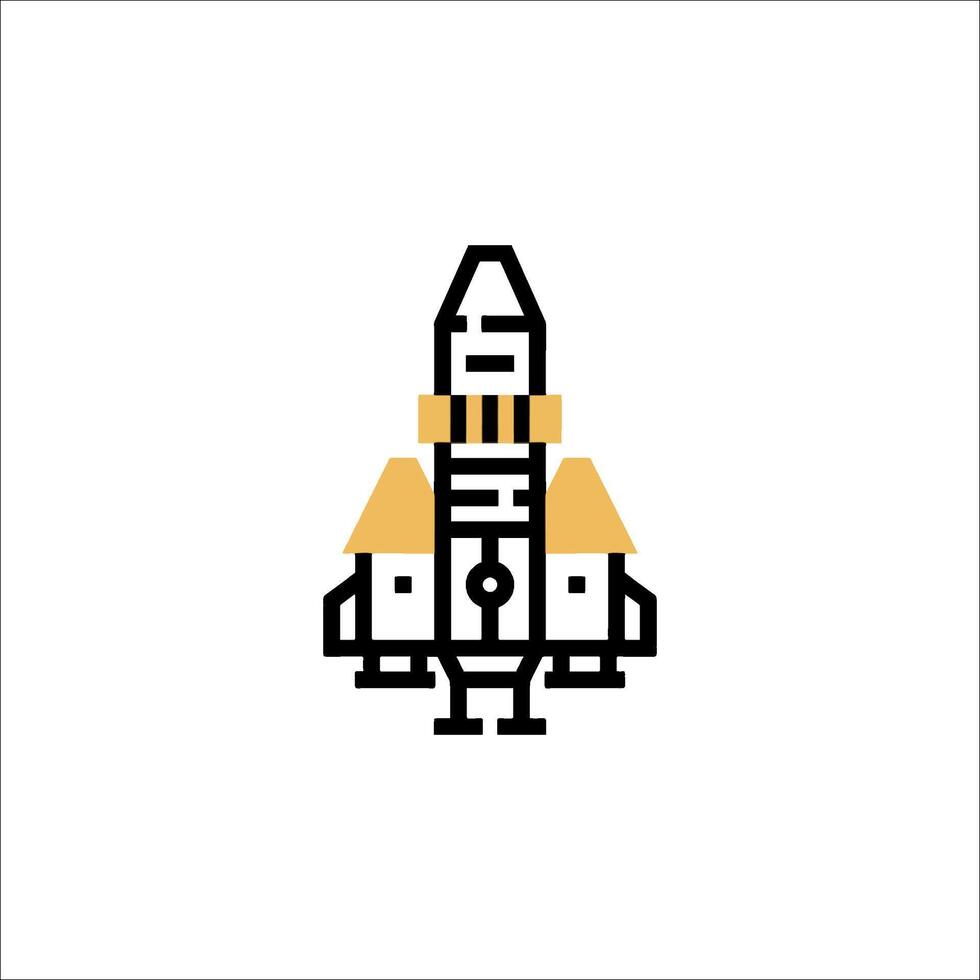 A pixel style illustration of a rocket vector