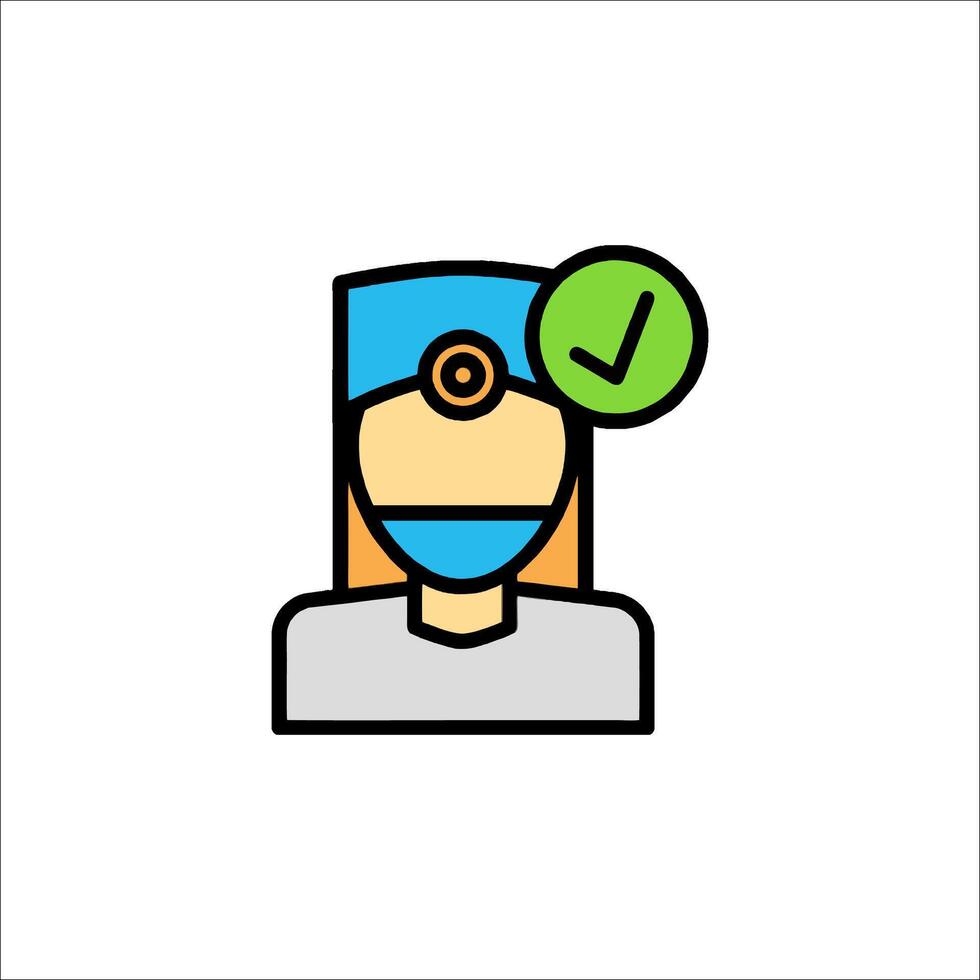 A doctor with a check mark on his head vector