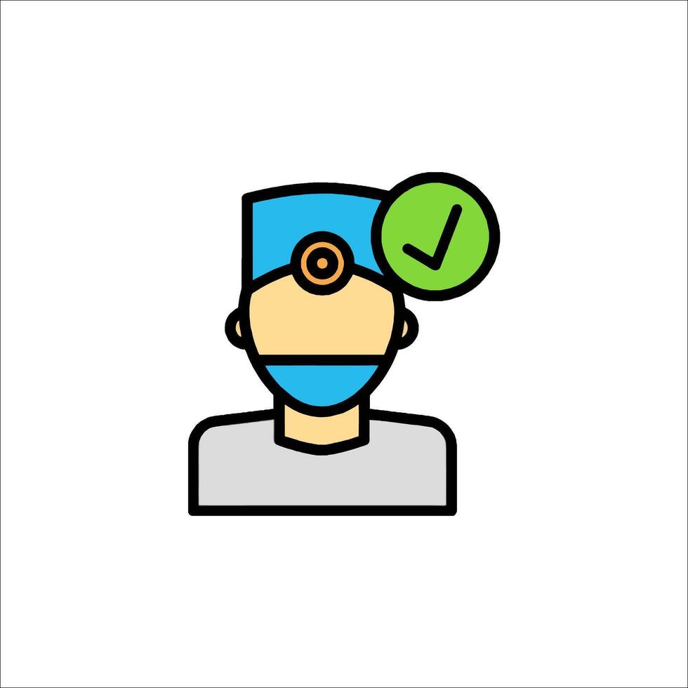 A doctor with a check mark on his head vector