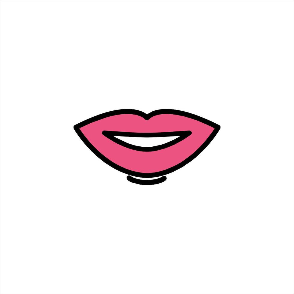 A pink lips icon on a white background vector