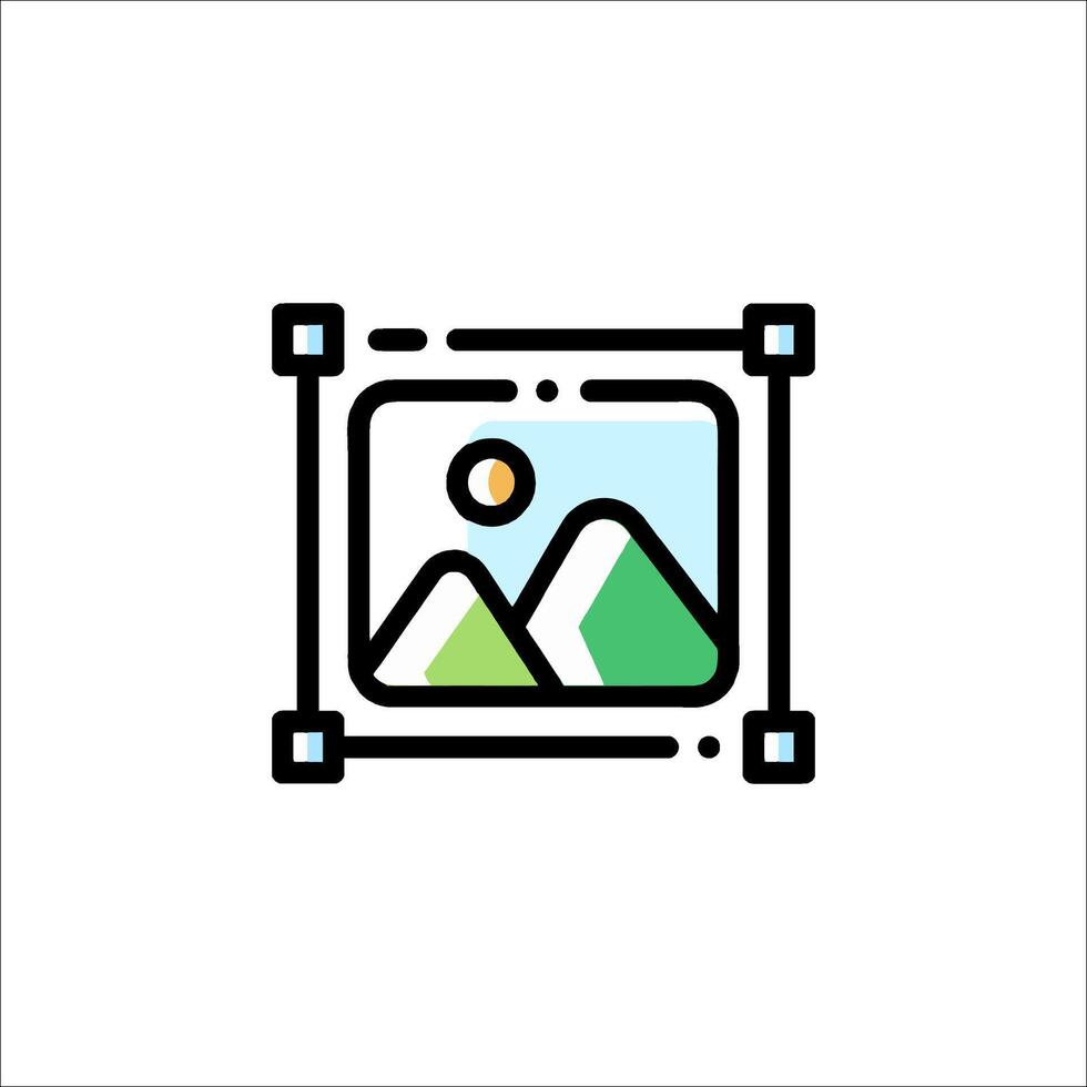 A photo of mountains and a sun in the frame vector