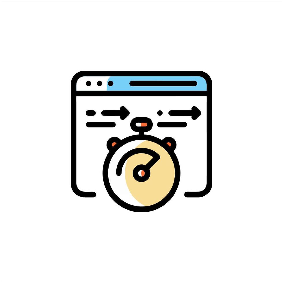 A clock icon on a computer screen vector