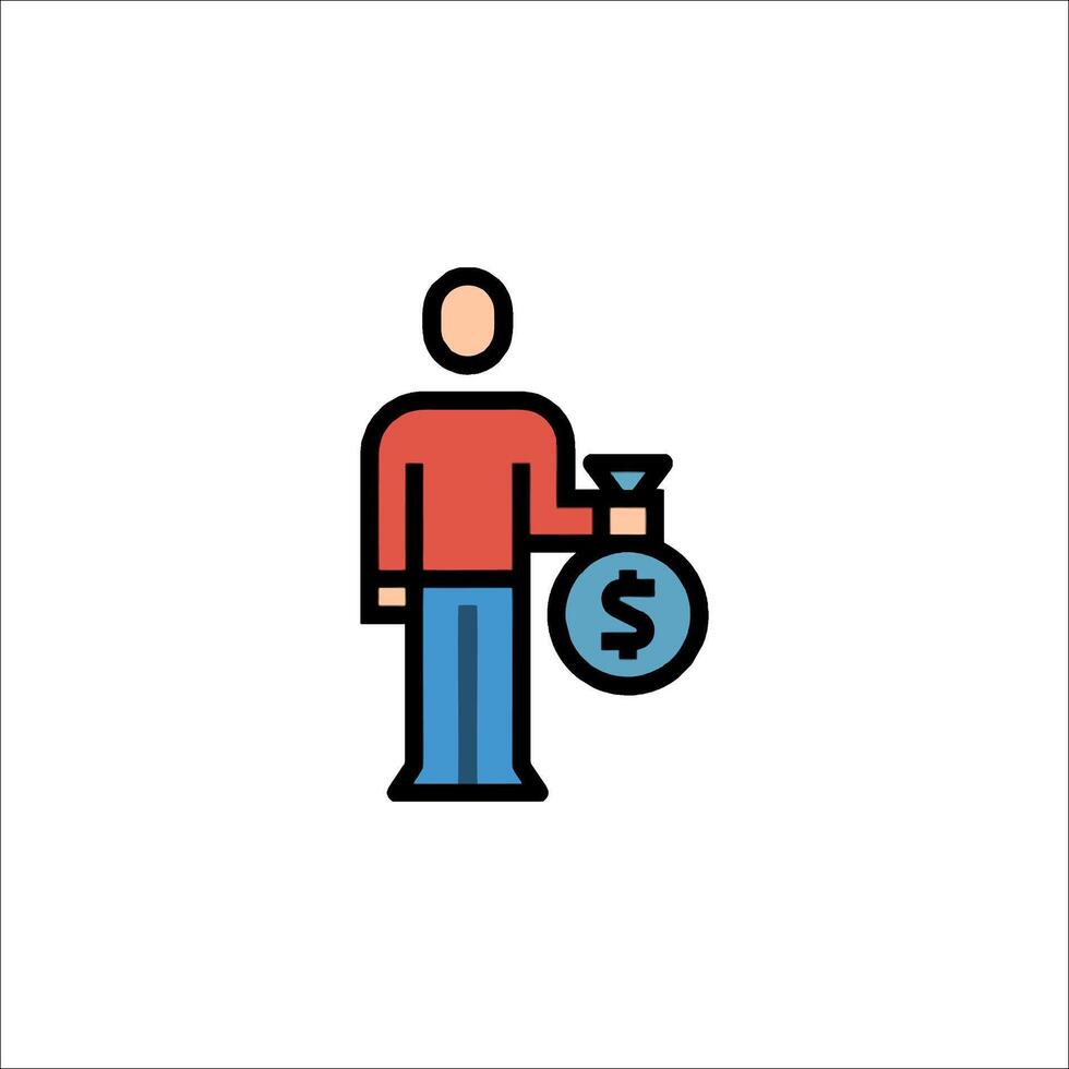 A man holding a bag of money and a dollar sign vector
