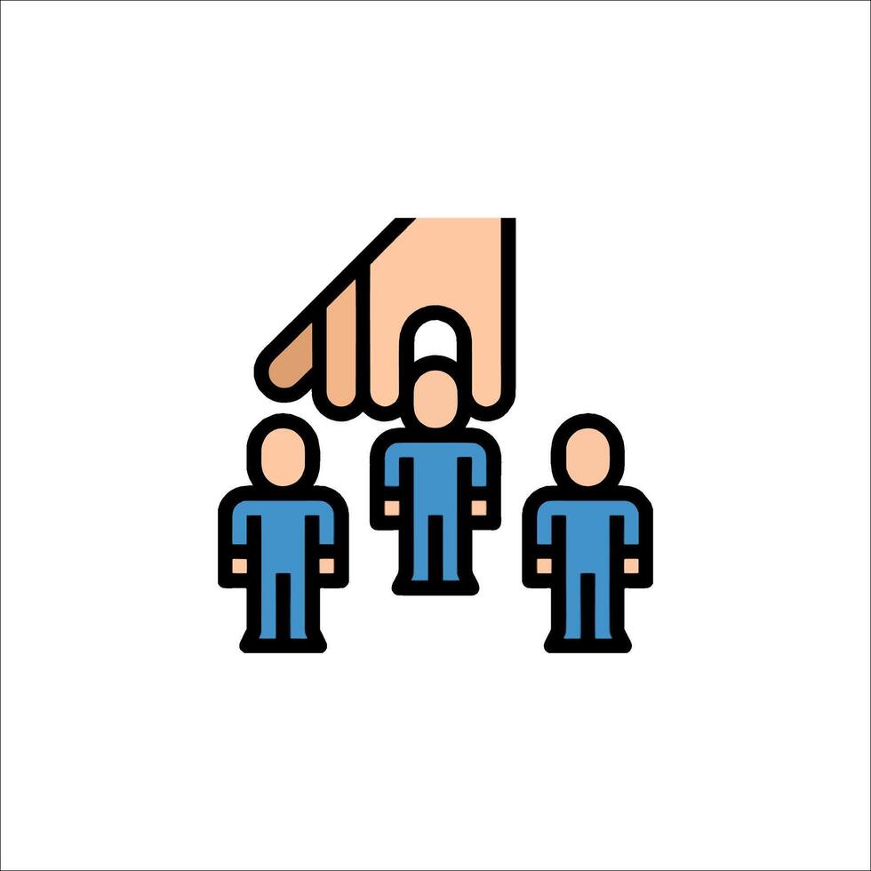 A hand pointing to a group of people vector